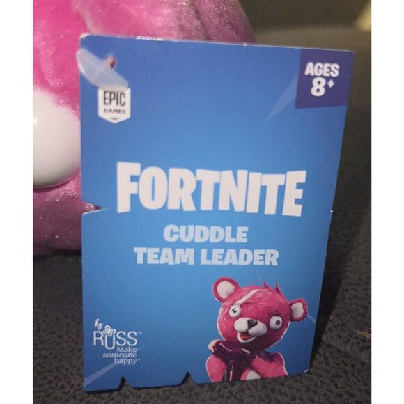 Fortnite Cuddle Team Leader Plush Pink Bear Head Epic Games Russ NEW A24F - Picture 4 of 5